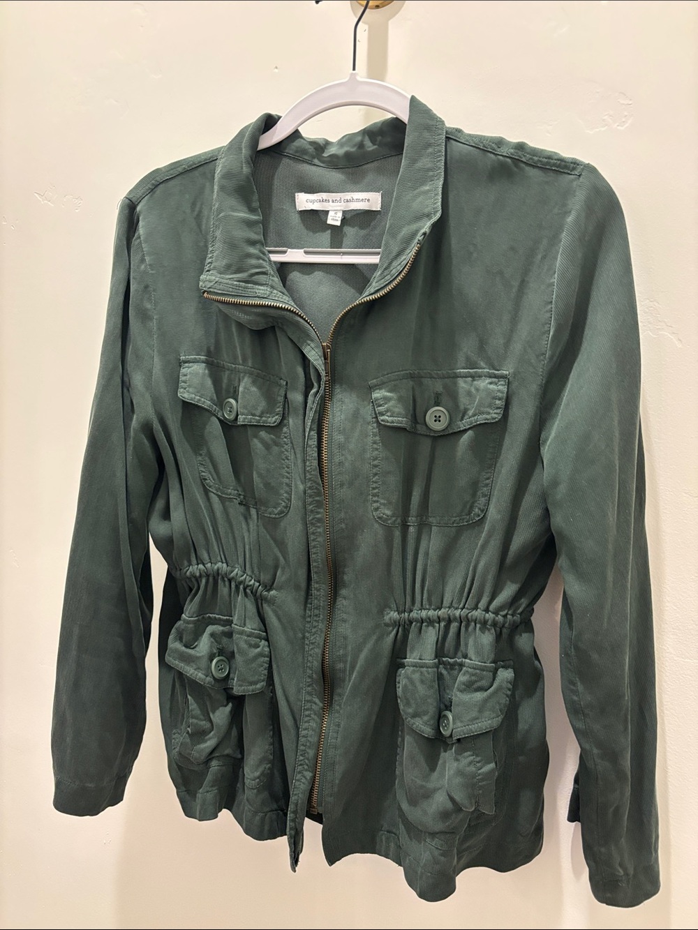 cupcakes & cashmere Military Green Cinched-Waist Utility Jacket